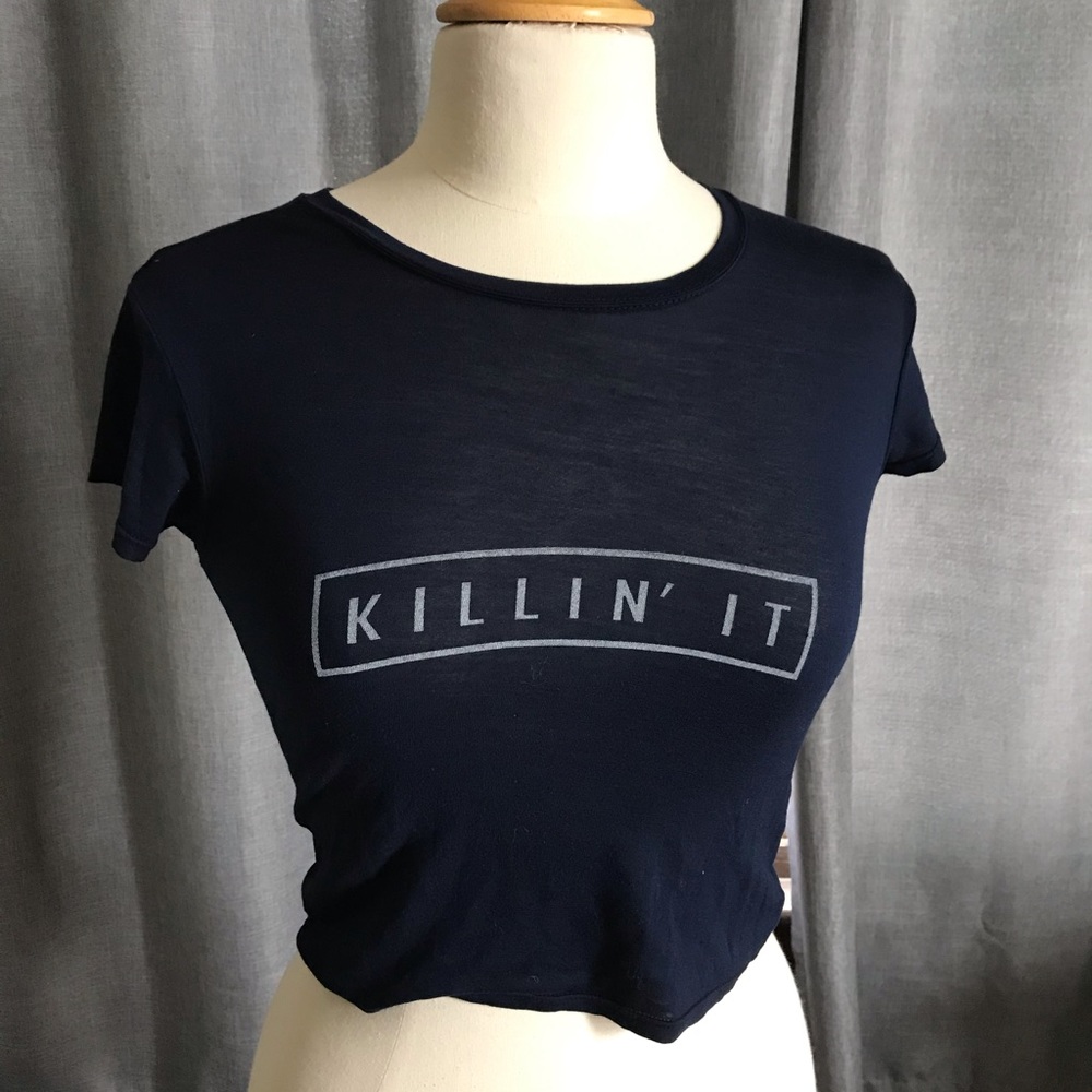 Brandy Melville Navy Killin’ It Crop Top